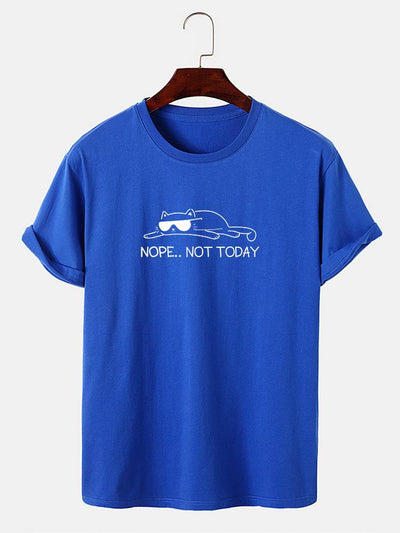 Nope Not Today Cat Print T-Shirt