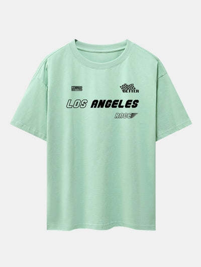 Los Angeles Slogan Print Drop Shoulder Oversize T-Shirt