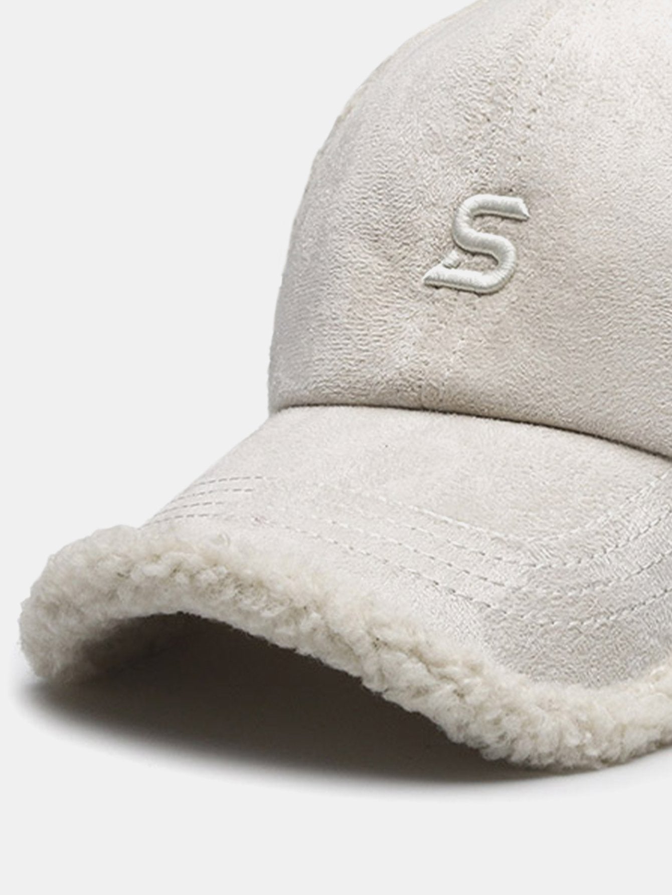 Embroidery Letter Plush Warm Baseball Cap