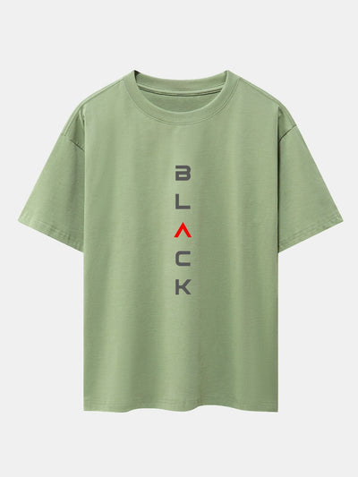 Black Print Drop Shoulder Oversize T-Shirt
