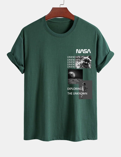 Regular Fit NASA Moon Landing Print Cotton T-Shirt