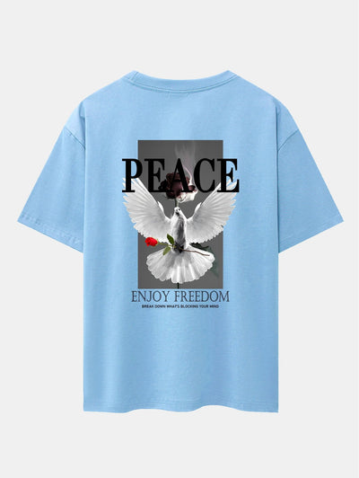 Dove Rose Slogan Back Print Drop Shoulder Oversize T-Shirt