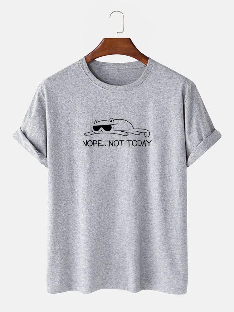 Nope Not Today Cat Print T-Shirt