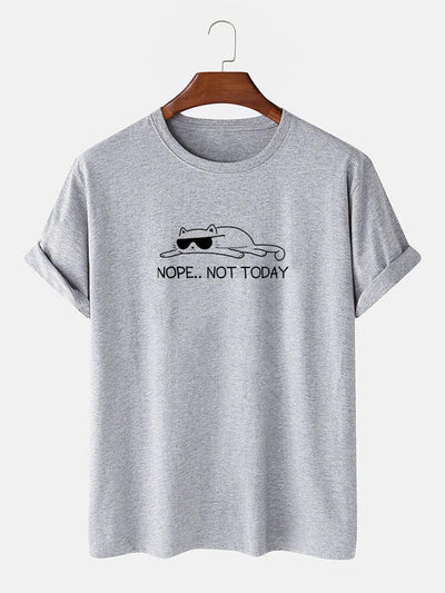 Nope Not Today Cat Print T-Shirt
