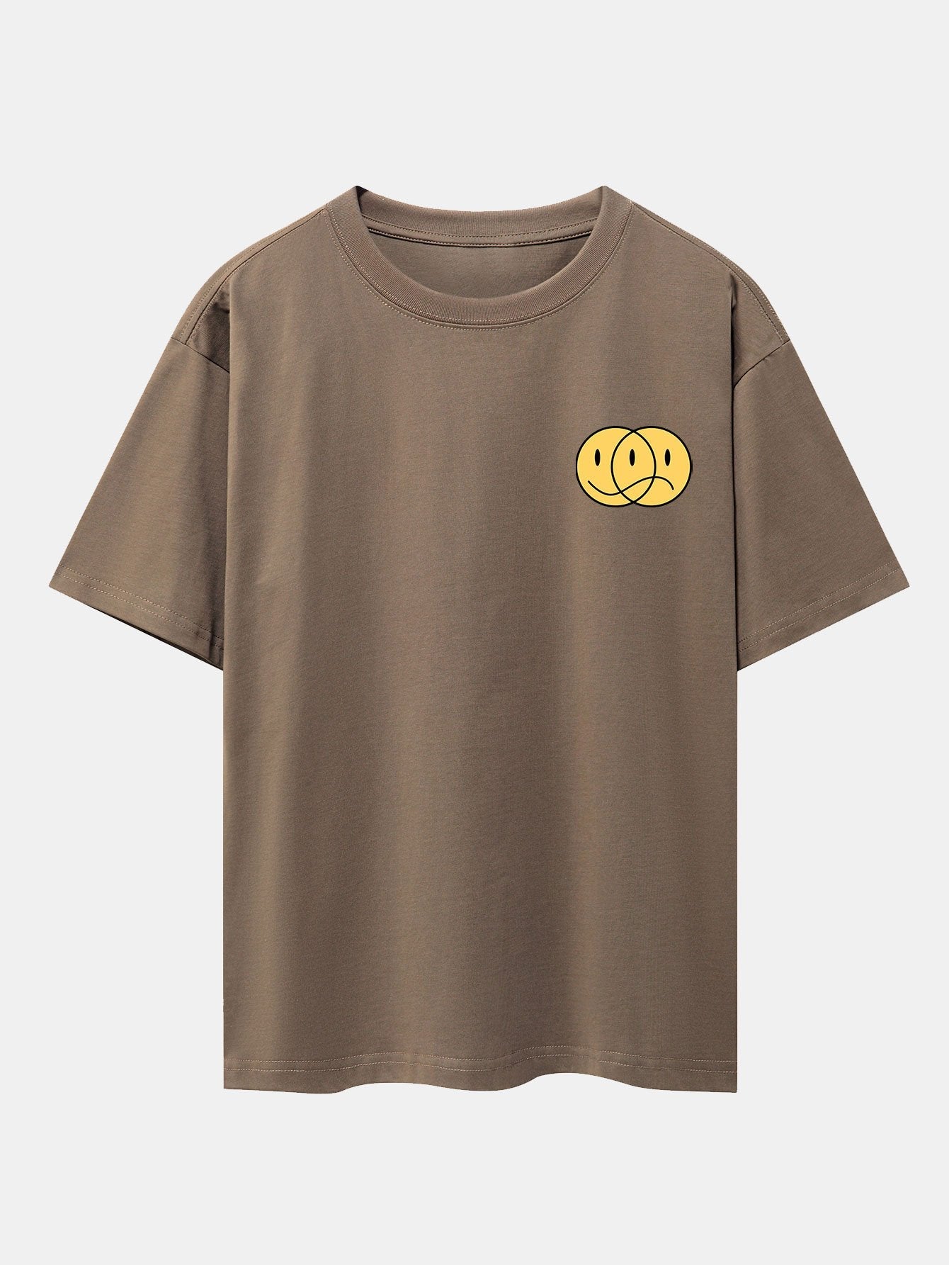 Happy And Sad Face Print Drop Shoulder Oversize T-Shirt