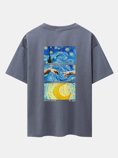 The Starry Night Back Print Drop Shoulder Oversize T-Shirt