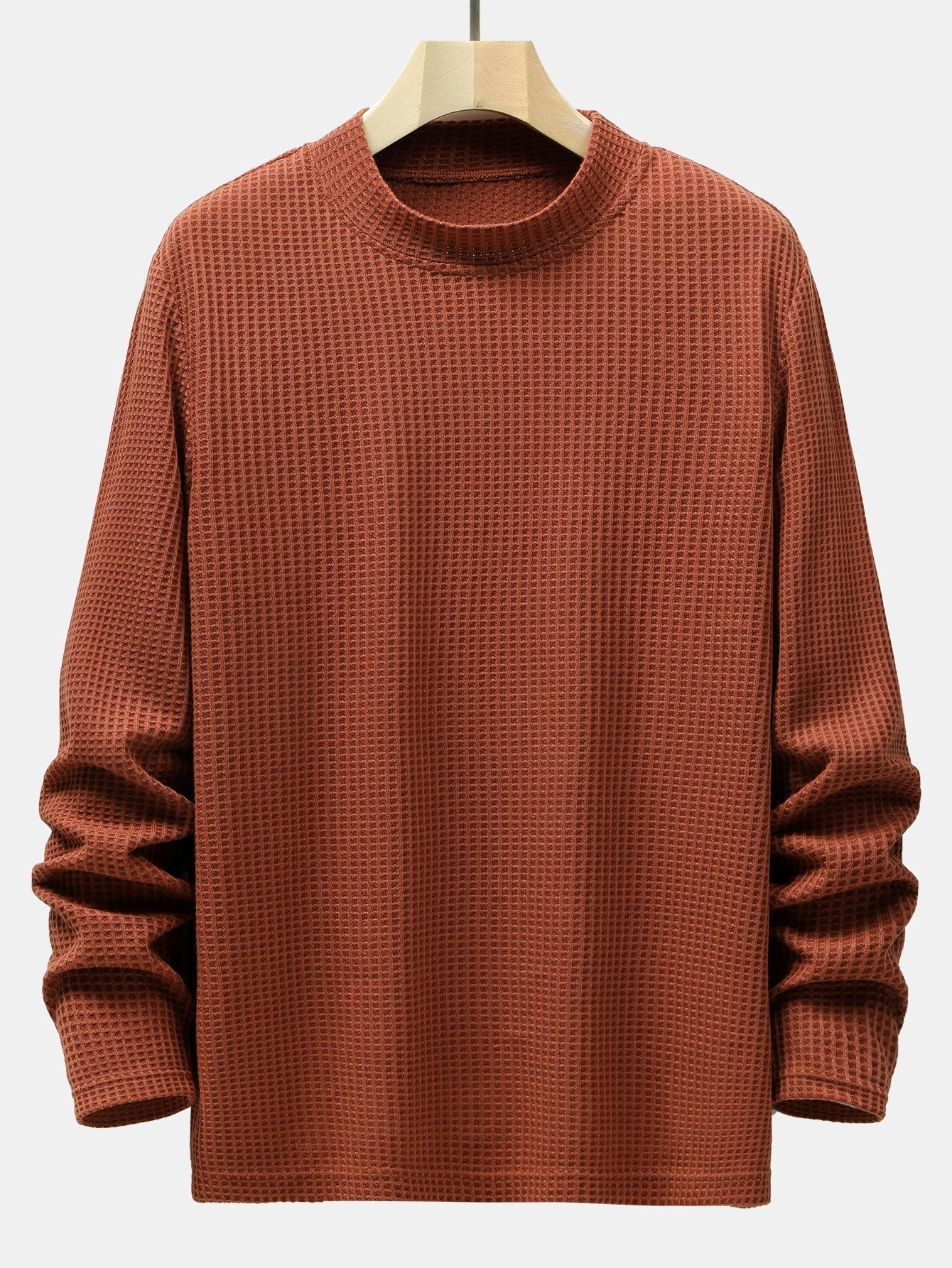 3 Pieces Long Sleeve Knitted Waffle Mock Neck T-Shirts