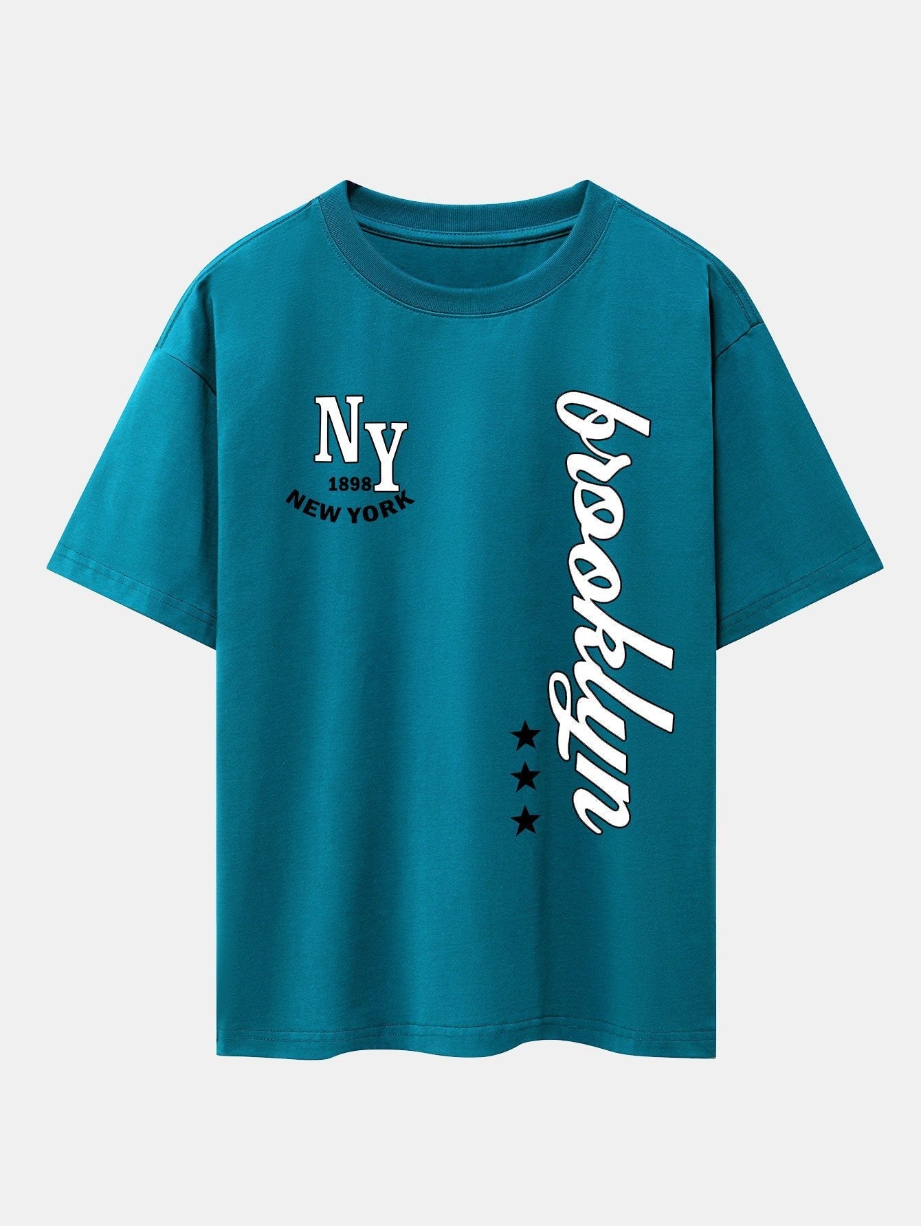 New York Brooklyn Print Drop Shoulder Oversize T-Shirt