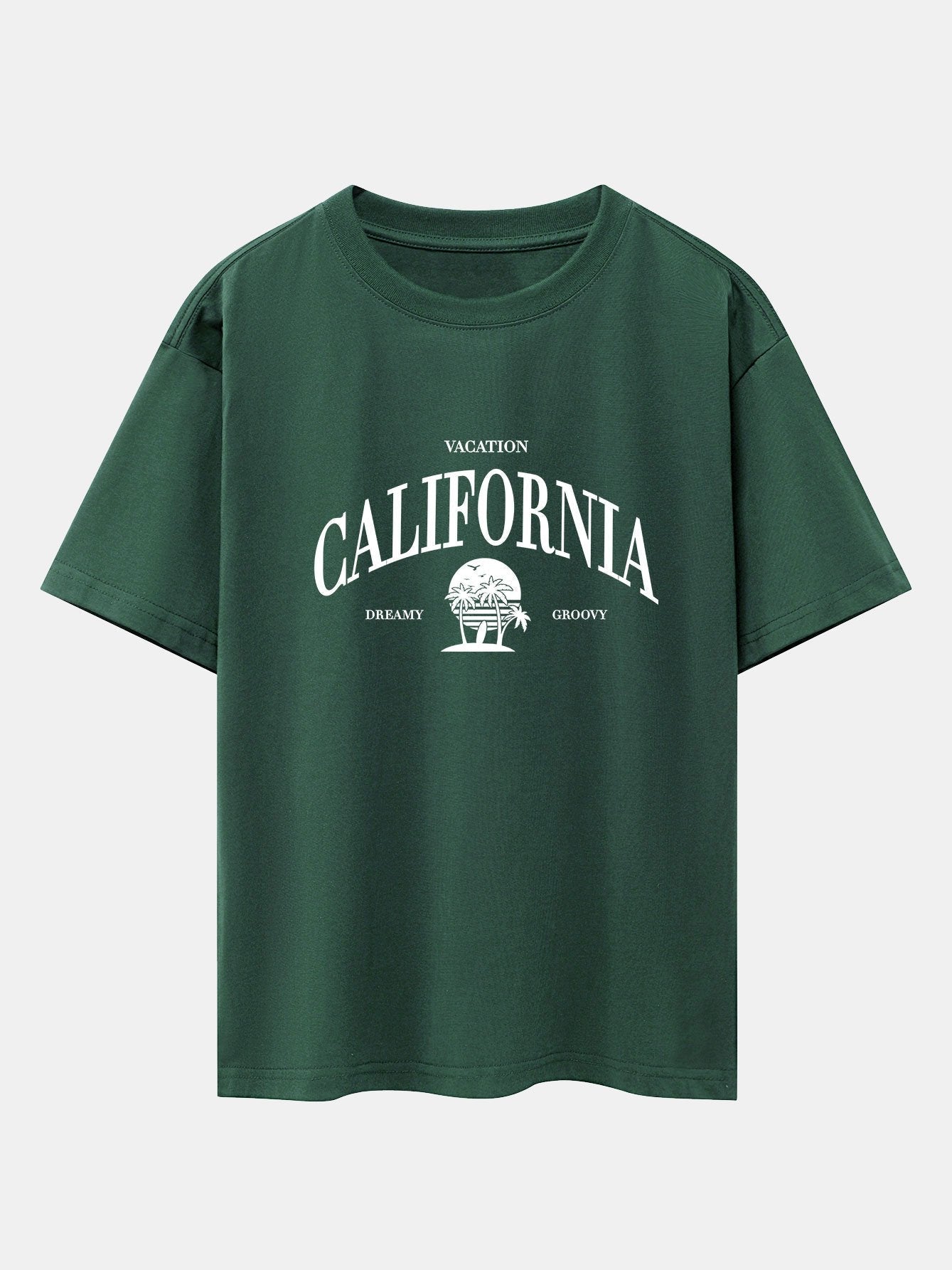 California Slogan Print Drop Shoulder Oversize T-Shirt