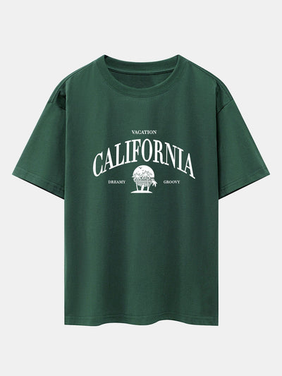 California Slogan Print Drop Shoulder Oversize T-Shirt