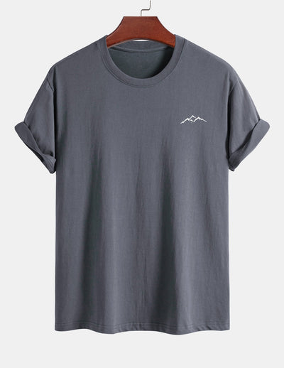 Regular Fit Mountains Print Cotton T-Shirt