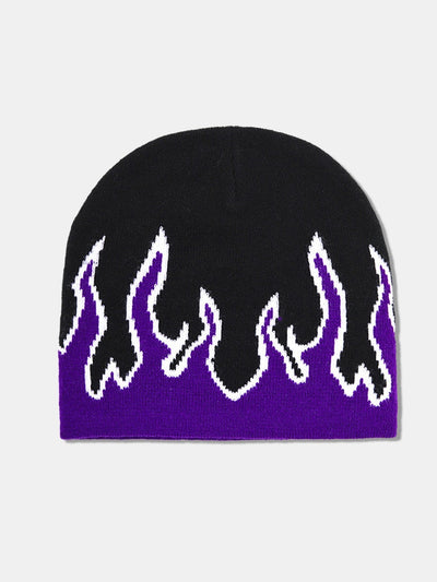 Street Hip-hop Style Flame Pattern Decorative Knitted Hat