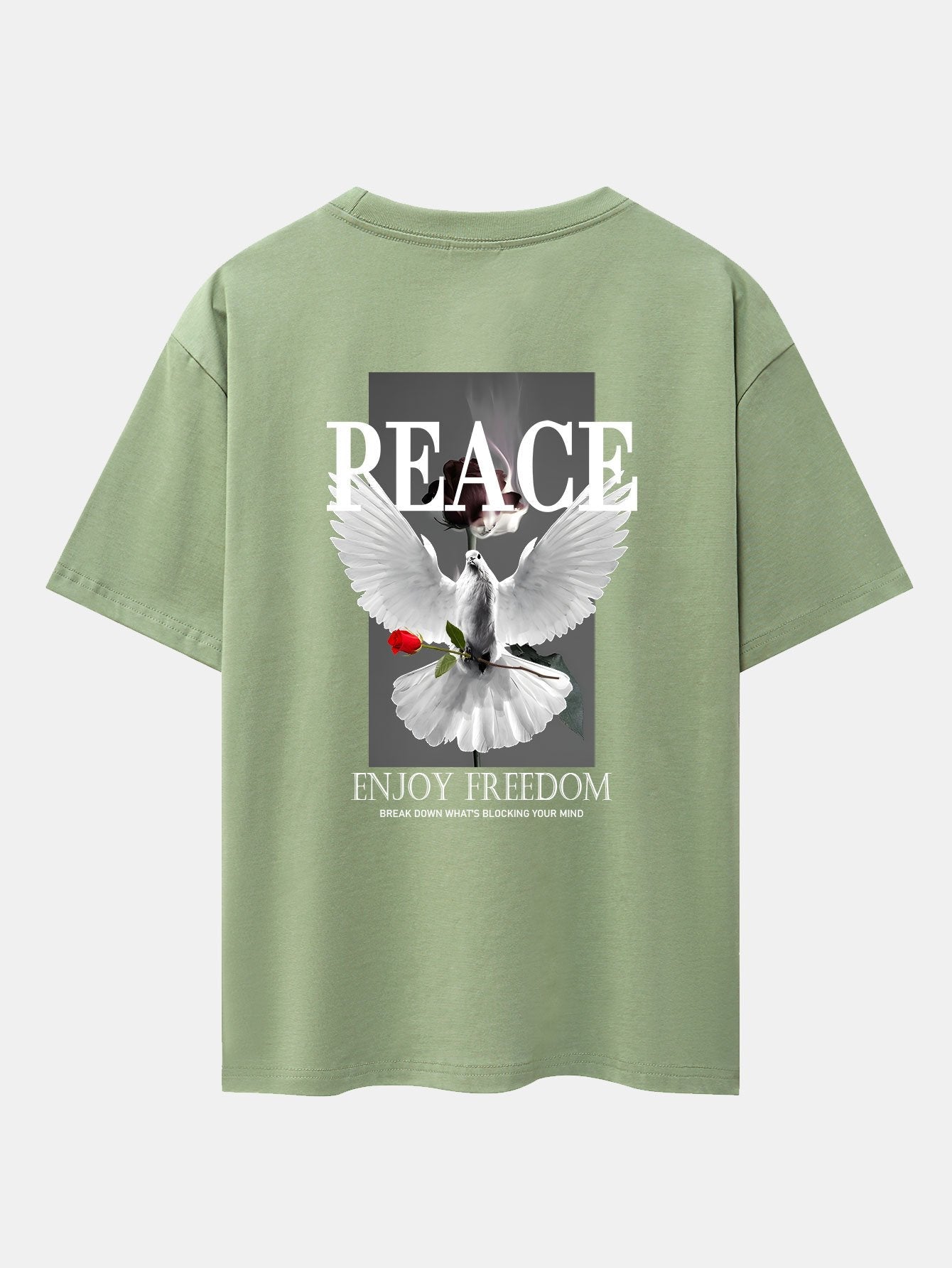 Dove Rose Slogan Back Print Drop Shoulder Oversize T-Shirt