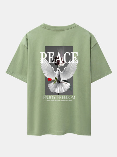 Dove Rose Slogan Back Print Drop Shoulder Oversize T-Shirt