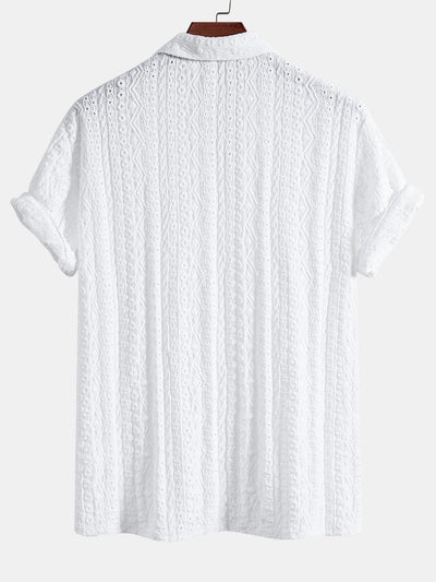 Geometric Jacquard Textured Cuban Shirt