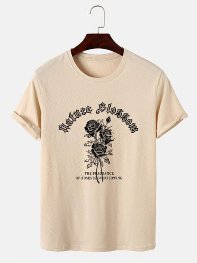 Gothic Style Rose Print T-Shirts