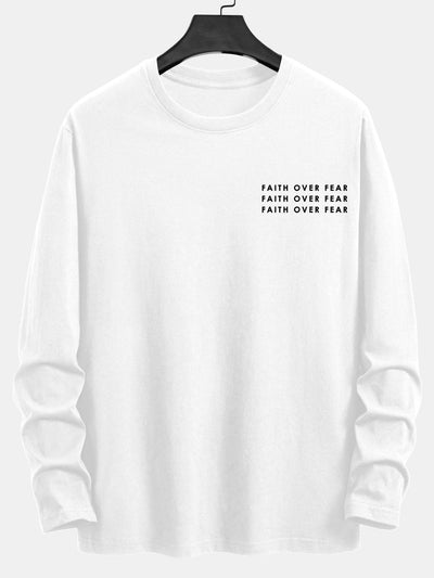 Long Sleeve Slogan Print Cotton T-Shirt