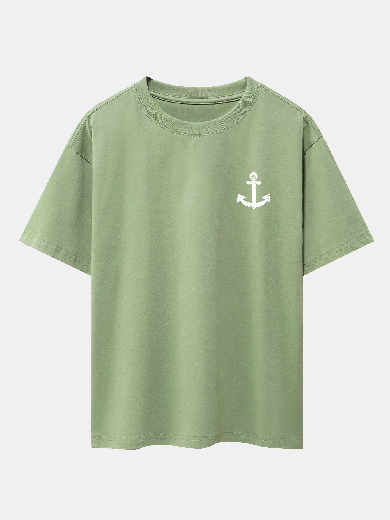 Anchor Print Drop Shoulder Oversize T-Shirt