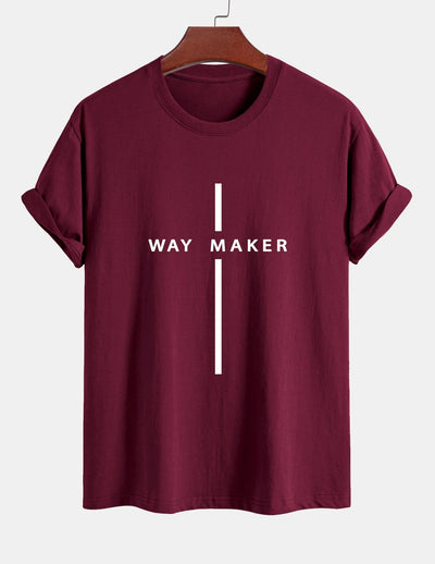 Regular Fit Way Maker Stripe Print Cotton T-Shirt