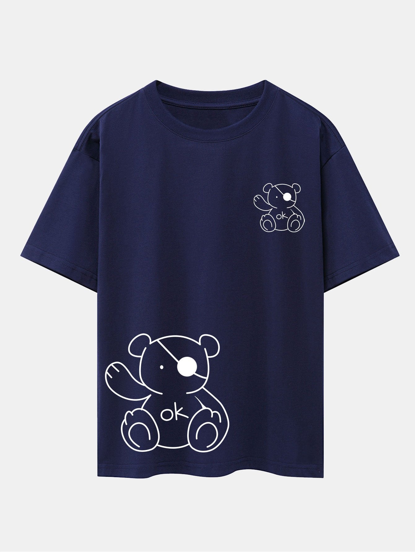 Bear Print Drop Shoulder Oversize T-Shirt