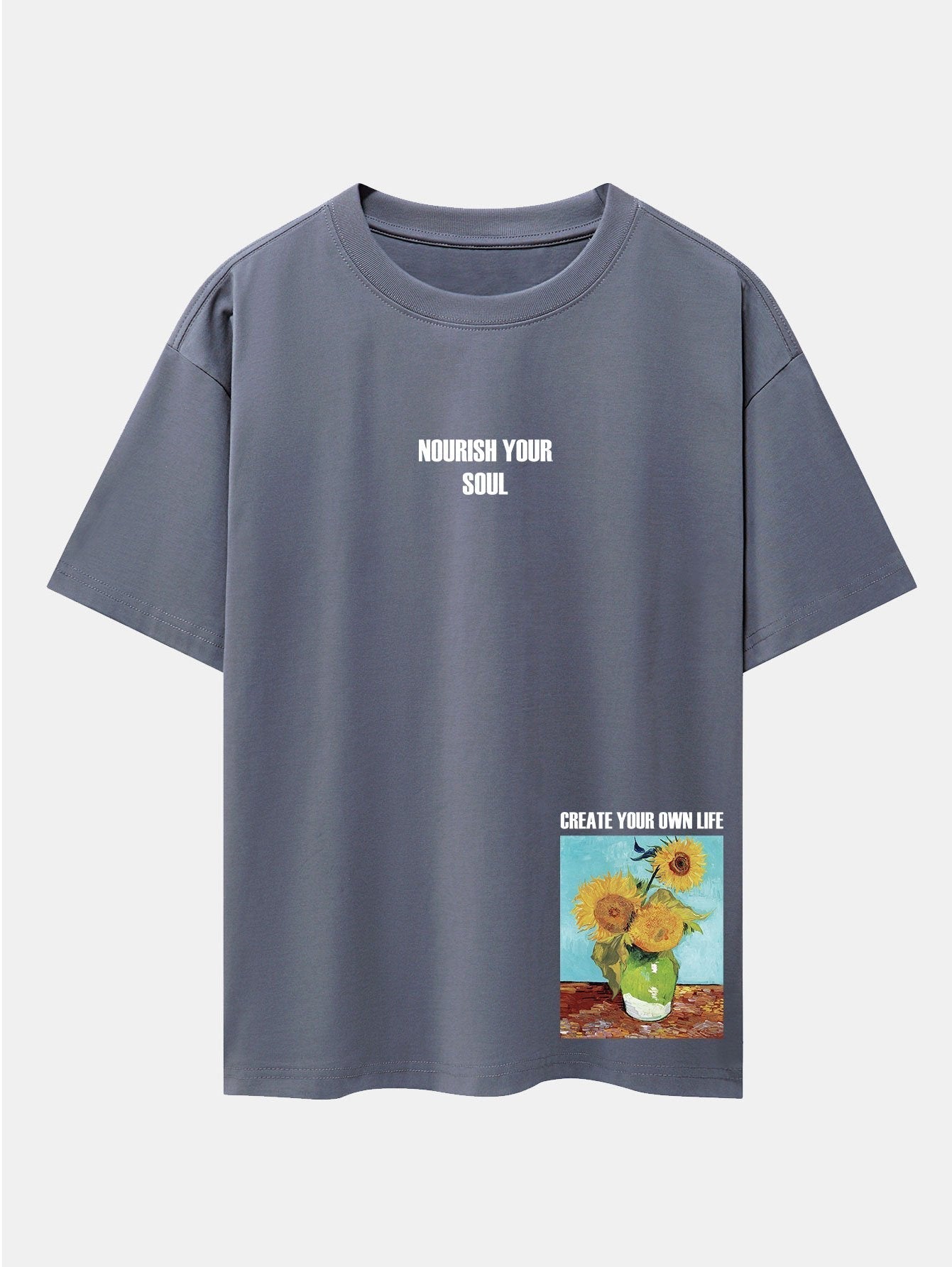 Sunflower Slogan Print Drop Shoulder Oversize T-Shirt
