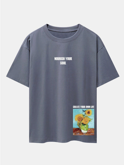 Sunflower Slogan Print Drop Shoulder Oversize T-Shirt