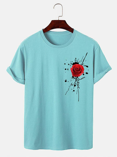 Splash Ink Rose Print T-Shirt