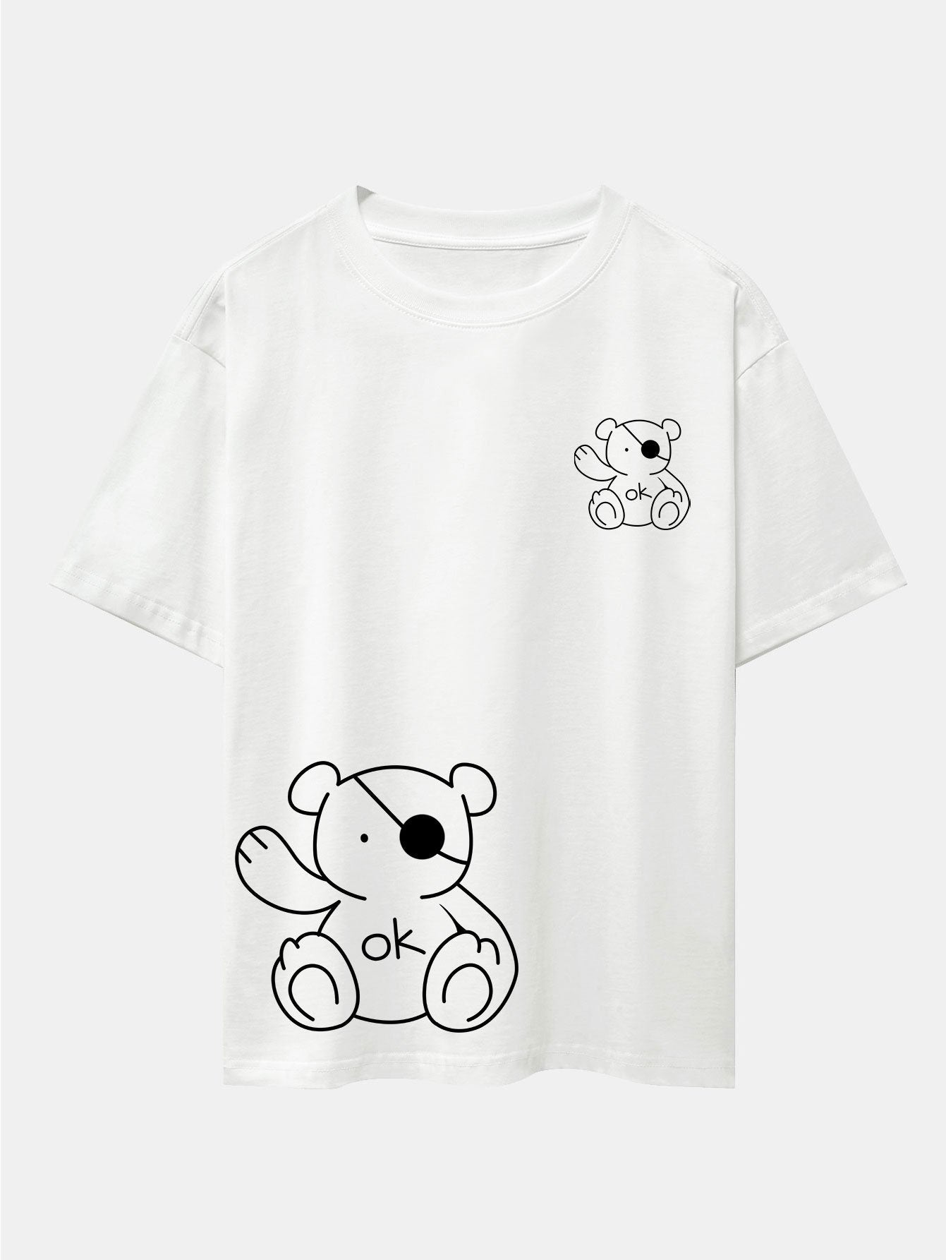 Bear Print Drop Shoulder Oversize T-Shirt