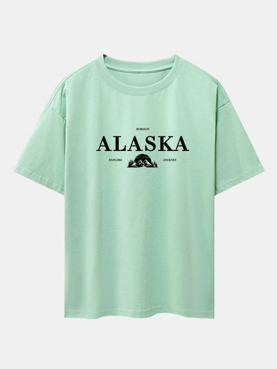 Alaska Slogan Print Drop Shoulder Oversize T-Shirt