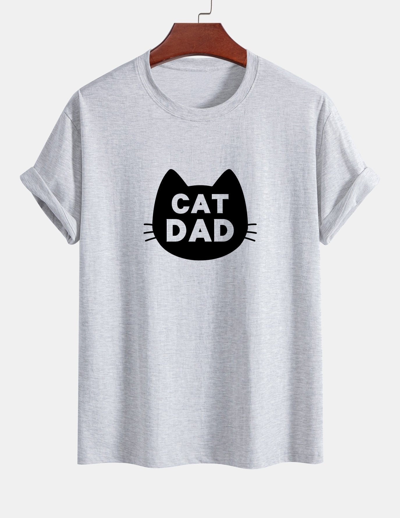 Regular Fit Cat Dad Print Cotton T-Shirt