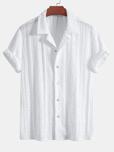 Geometric Jacquard Textured Cuban Shirt