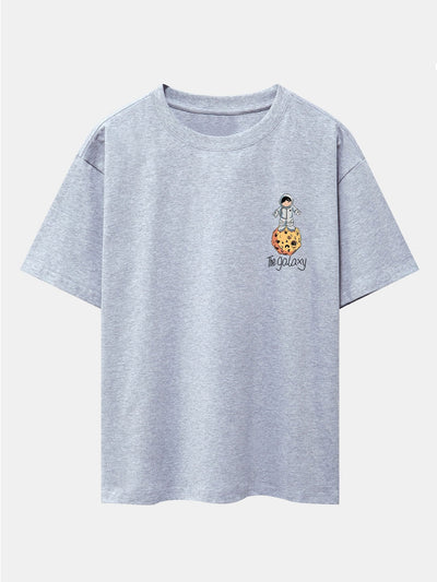 Galaxy Astronaut Print Drop Shoulder Oversize T-Shirt
