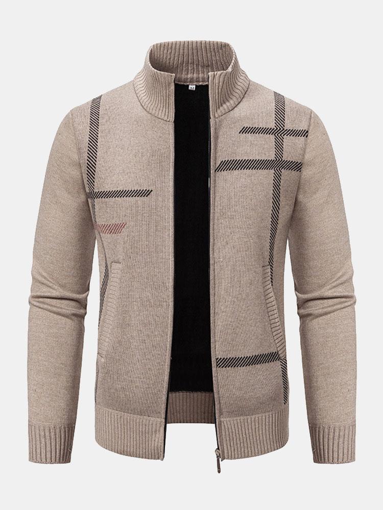 Striped Pattern Zip Sweater