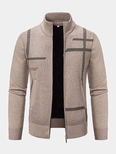 Striped Pattern Zip Sweater