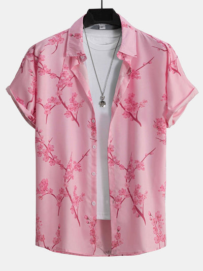 Cherry Blossoms Print Button Up Shirt