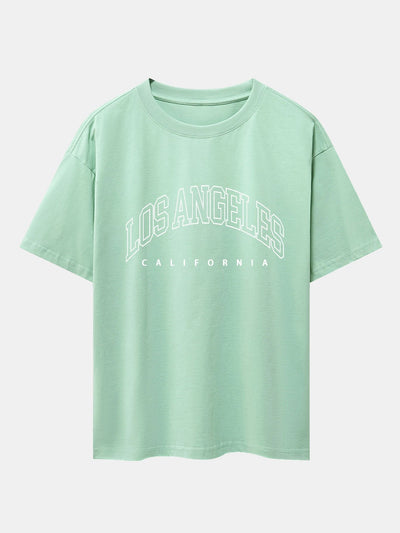 Los Angeles Letter Print Drop Shoulder Oversize T-Shirt