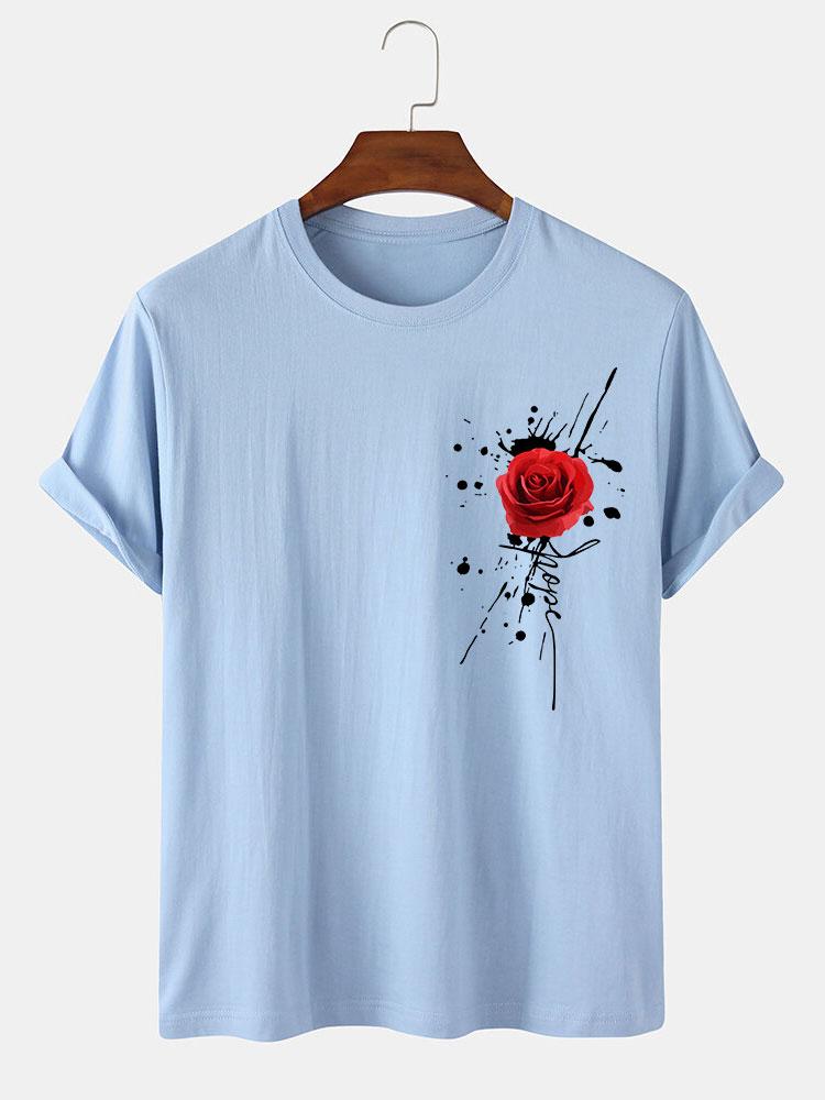 Splash Ink Rose Print T-Shirt