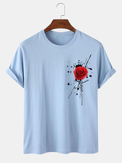 Splash Ink Rose Print T-Shirt