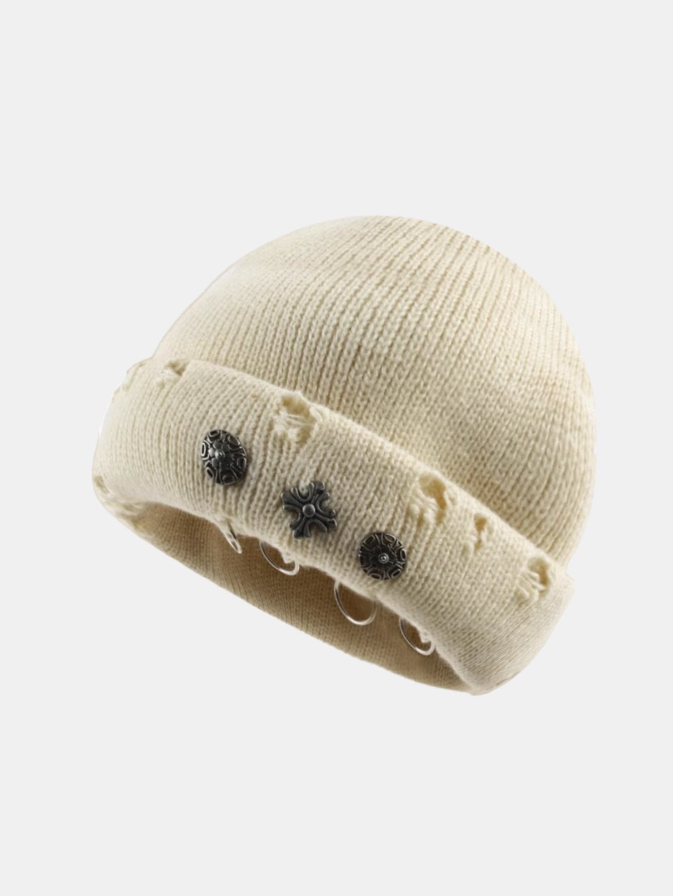 Hip Hop Vintage Cross Rings Knit Beanie Hat
