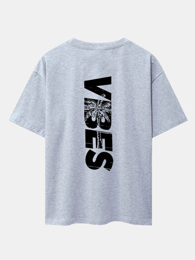 Palm Tree Vibes Slogan Back Print Drop Shoulder Oversize T-Shirt
