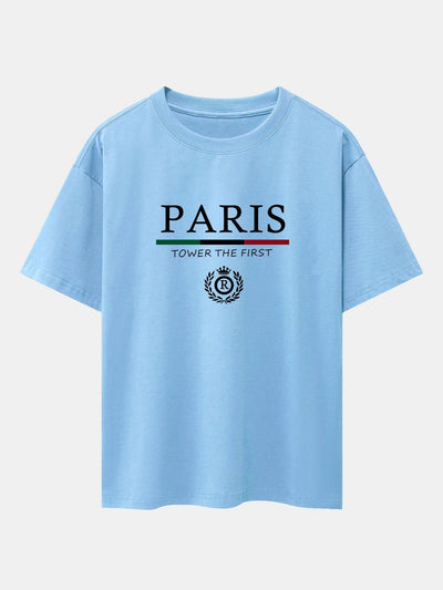 Paris Slogan Print Drop Shoulder Oversize T-Shirt