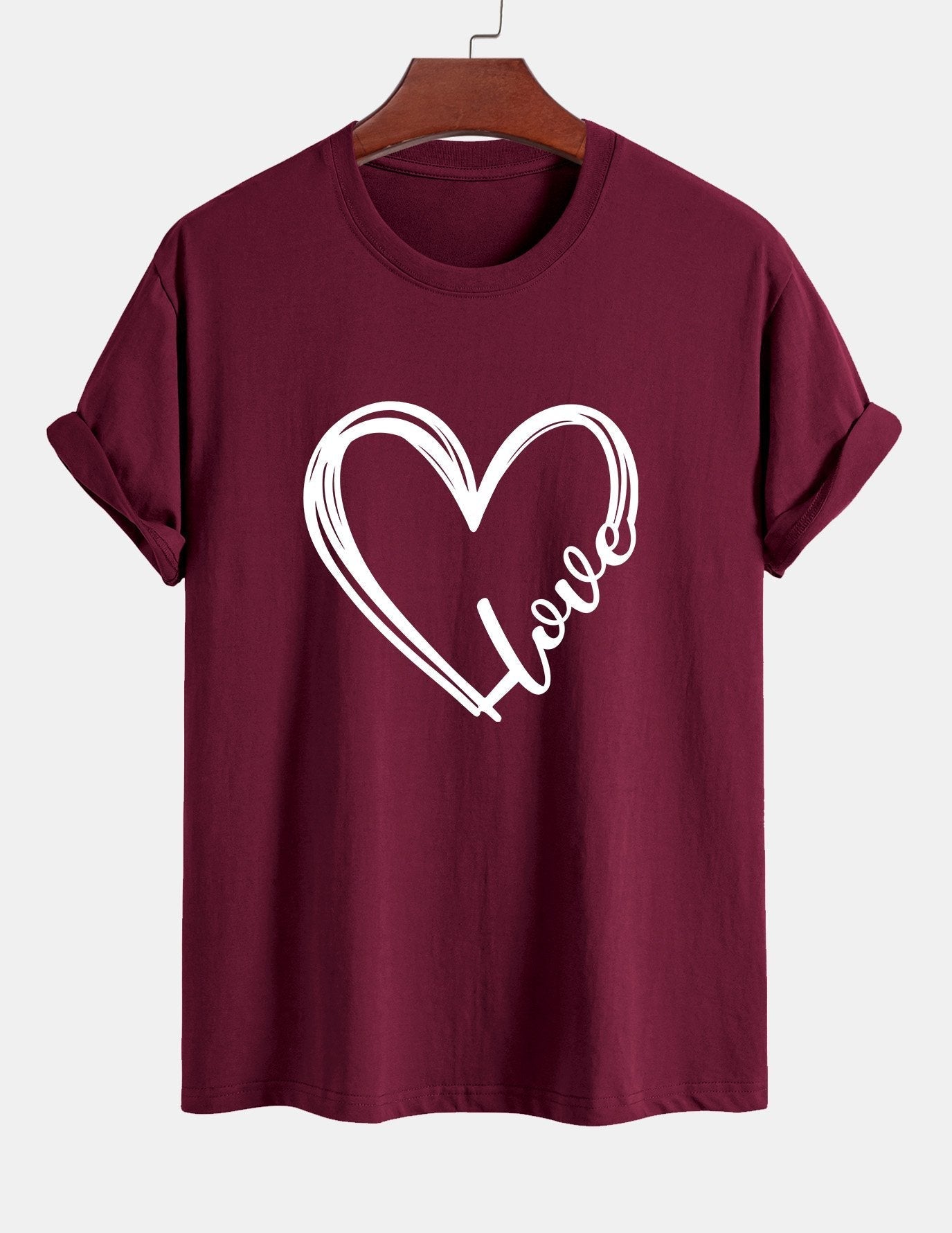 Regular Fit Heart Print Cotton T-Shirt
