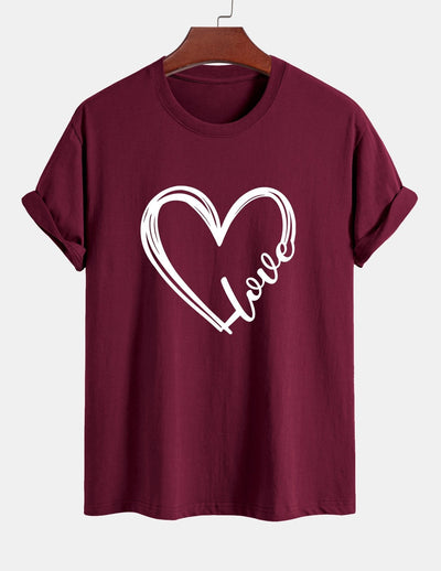 Regular Fit Heart Print Cotton T-Shirt