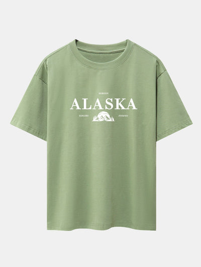 Alaska Slogan Print Drop Shoulder Oversize T-Shirt