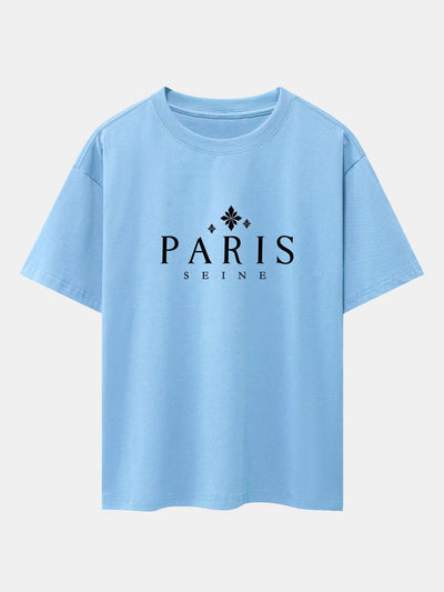 Paris City Print Drop Shoulder Oversize T-Shirt