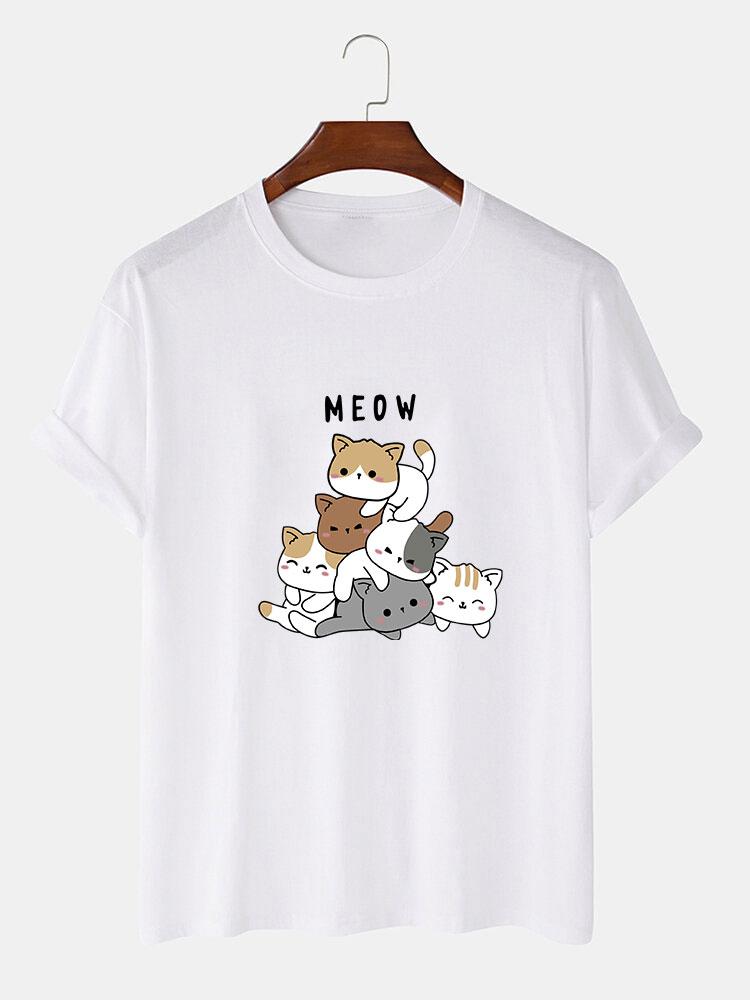 Cute Cat Print T-Shirt
