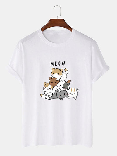 Cute Cat Print T-Shirt
