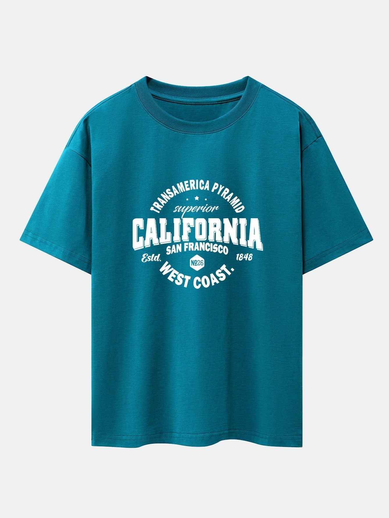 California Slogan Print Drop Shoulder Oversize T-Shirt