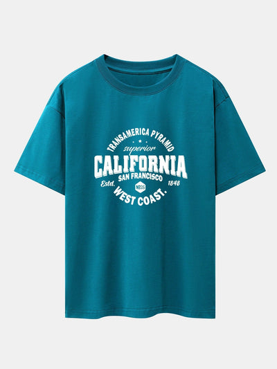 California Slogan Print Drop Shoulder Oversize T-Shirt