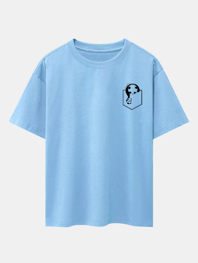 Pocket Panda Print Drop Shoulder Oversize T-Shirt
